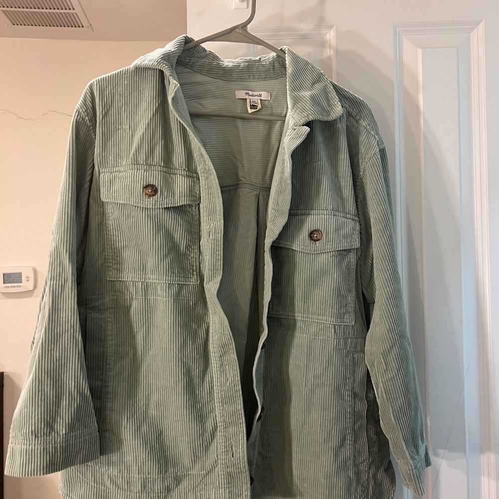 Women's Green Corduroy Shirt Jacket